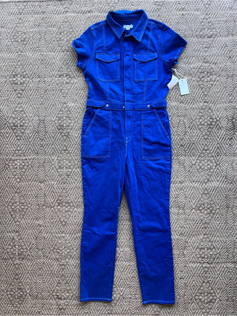 Good American Fit For Success Jumpsuit L NWT Wave Blue Utility Flare $199